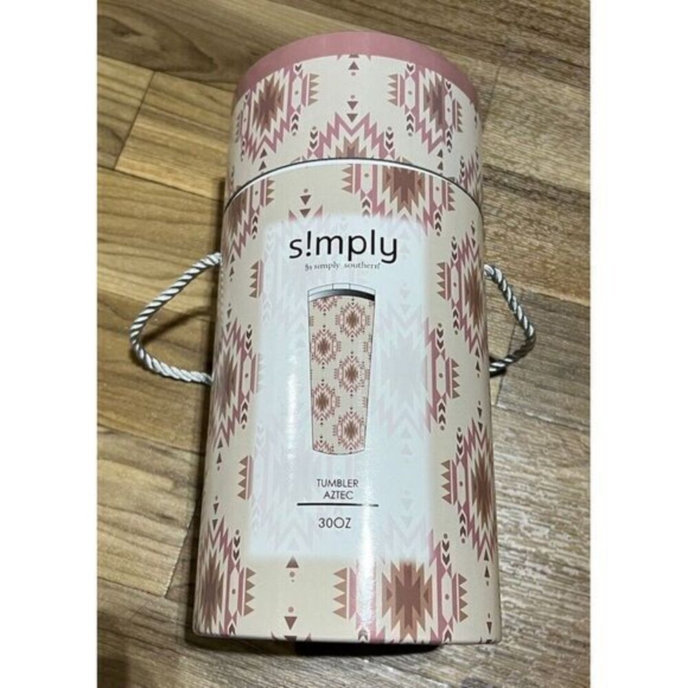 Simply Southern 30 Oz Tumbler Pink Cream Aztec Print‎ NWT